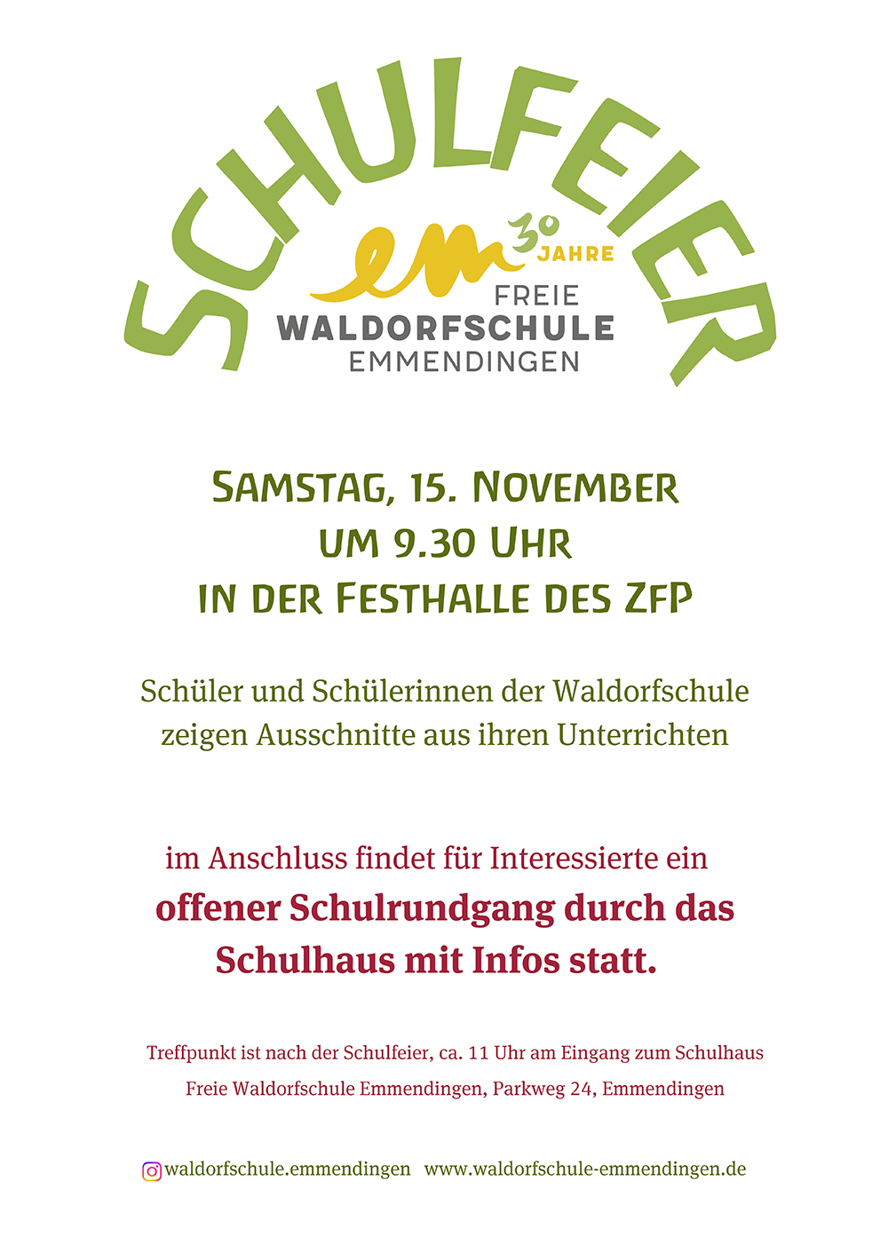 Schulfeier und offener Schulrundgang (Deine Geschichte)